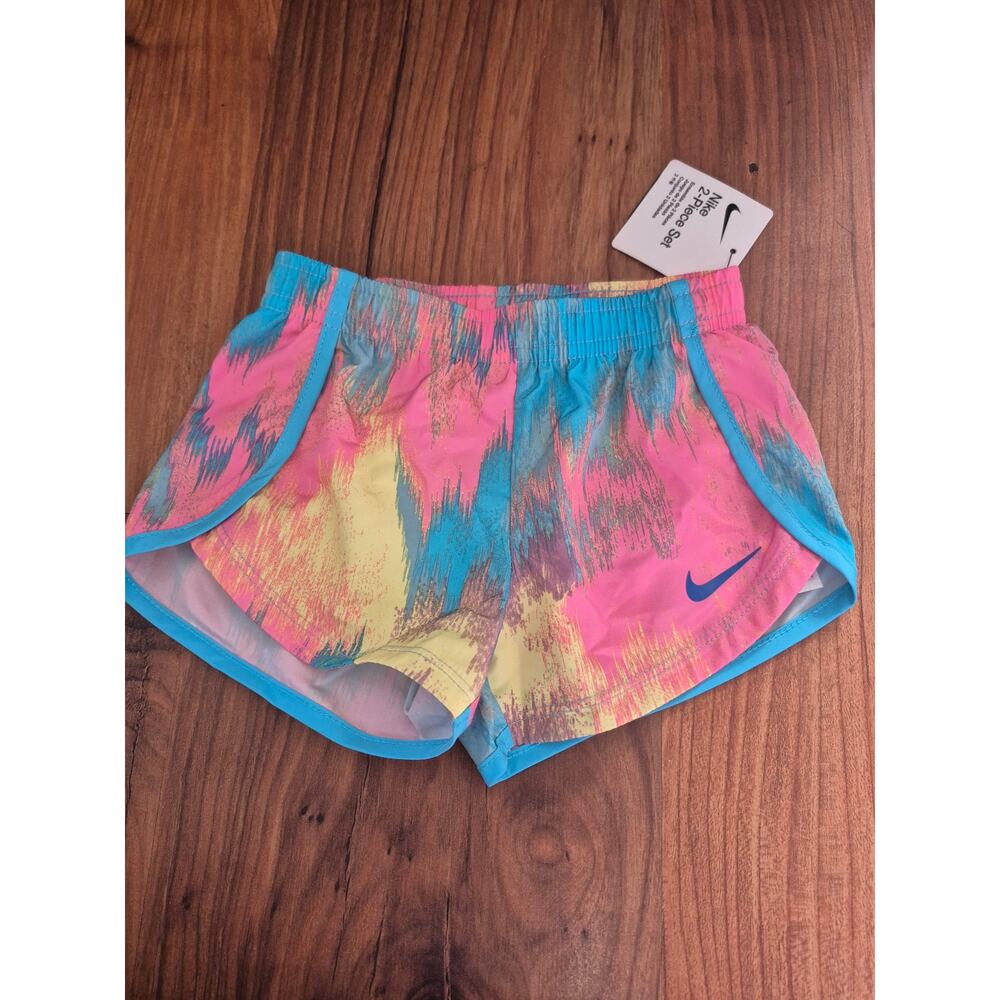 Nike Shorts Girls Size 12 Month Tie Dye Dri-Fit Athletic Shorts Blue Pink 8215 - Picture 1 of 5